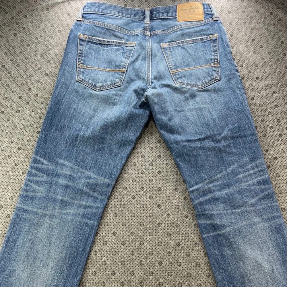 Y2K Abercrombie Fitch Skinny Jeans Mens 30x32 Medium Wash Button Fly Distressed